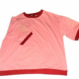 NWOT Pink Sweater Top With Flower Patches, XL